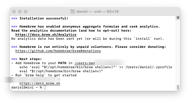 Homebrew installation complete